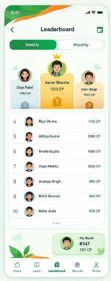 Climb Up leaderboard screen